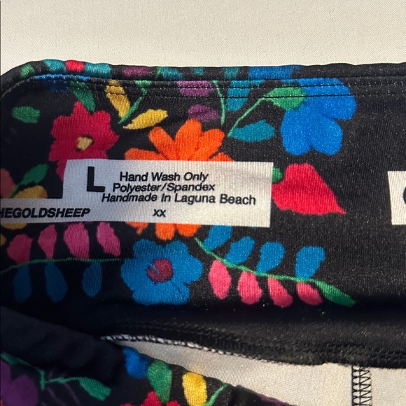 Goldsheep Colorful Floral Leggings - Black with Red, Blue, Orange - Picture 3 of 6